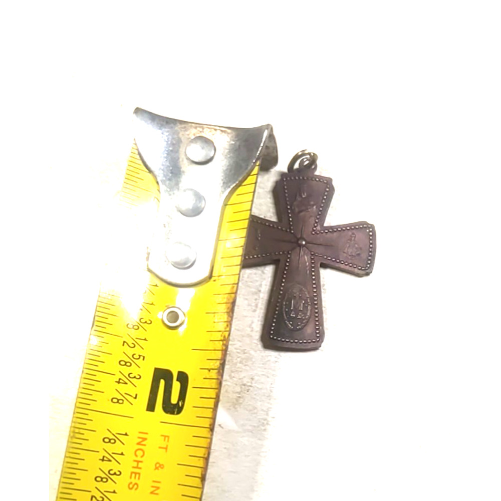 1830 Anique Copper/ Brass cross Catholic Saints Pendant - Picture 11 of 11